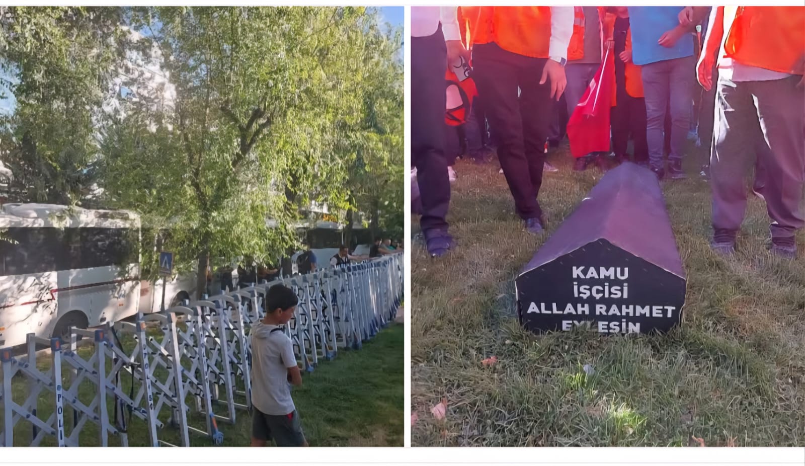 İşçiler  AKP İl Binası Önünde Taleplerini Haykırdı AKP Polisli Önlem Aldı